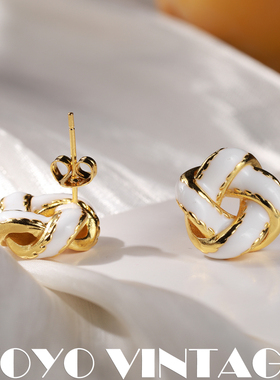 缠绕中古美拉德风vintage女款复古冷淡风高级感轻奢百搭耳钉耳饰
