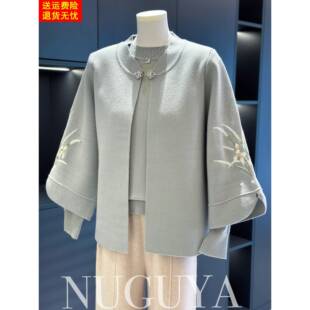 时尚中老年针织衫套装女开衫冬装新款奶奶上衣服大码妈妈装两件套