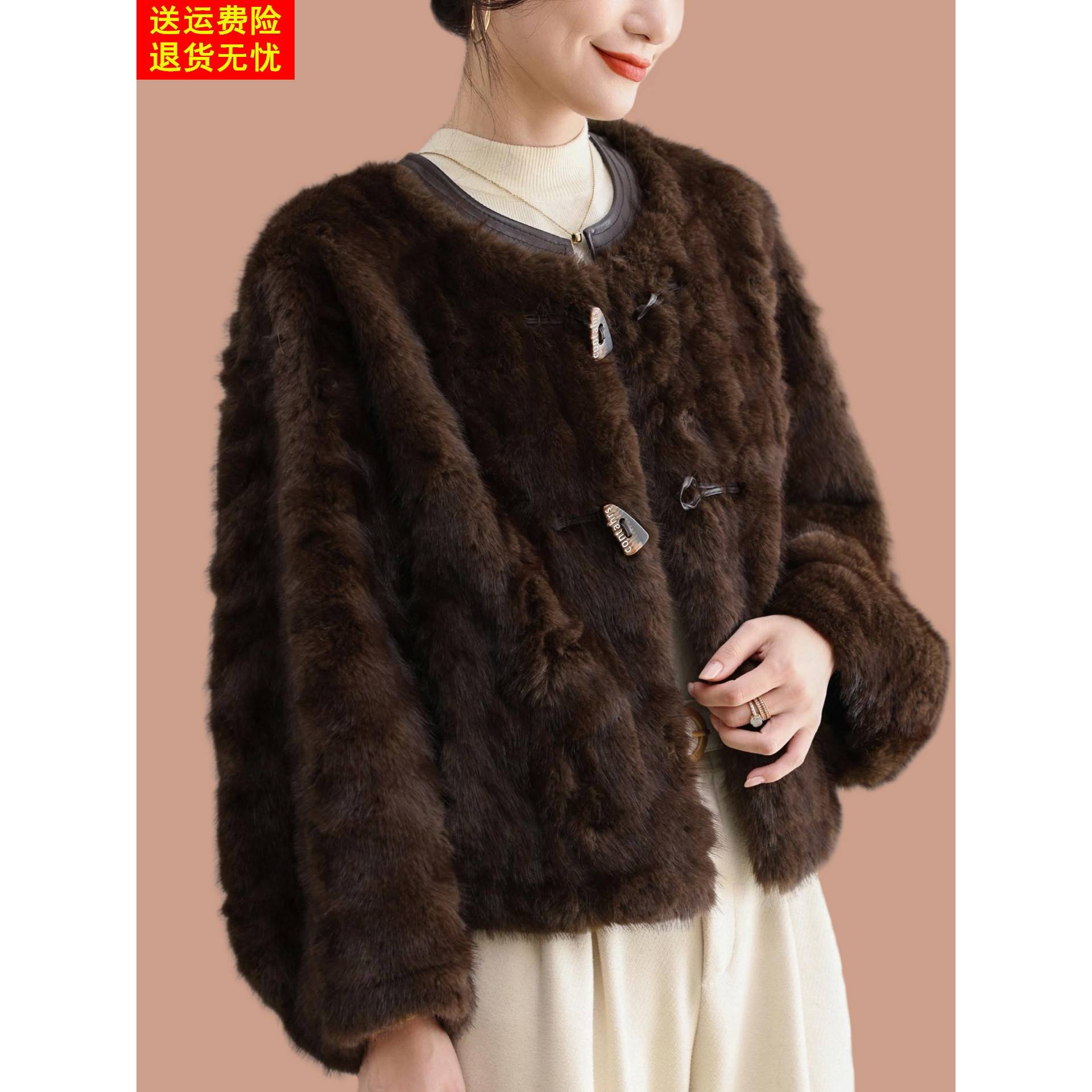 短款海宁皮草外套女年轻彷貂绒豹纹大衣时尚皮毛一体2025新款爆款