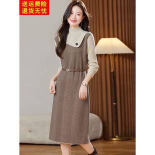 毛衣裙女款秋冬2025新款高级感爆款中长款配大衣的内搭针织连衣裙