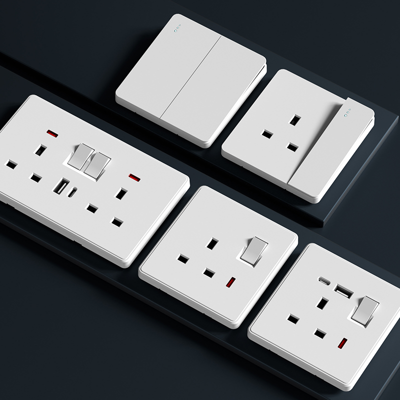 港澳版英式13A插座带Typec+USB快充英式方脚插座电灯制面板86型