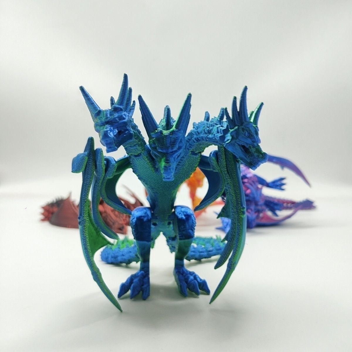 3d打印基多拉三头恐龙可站立带翅膀怪兽模型玩具手办装饰摆件礼物