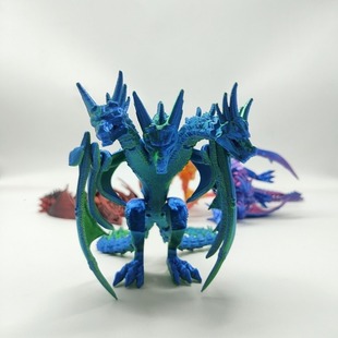 3d打印基多拉三头恐龙可站立带翅膀怪兽模型玩具手办装饰摆件礼物