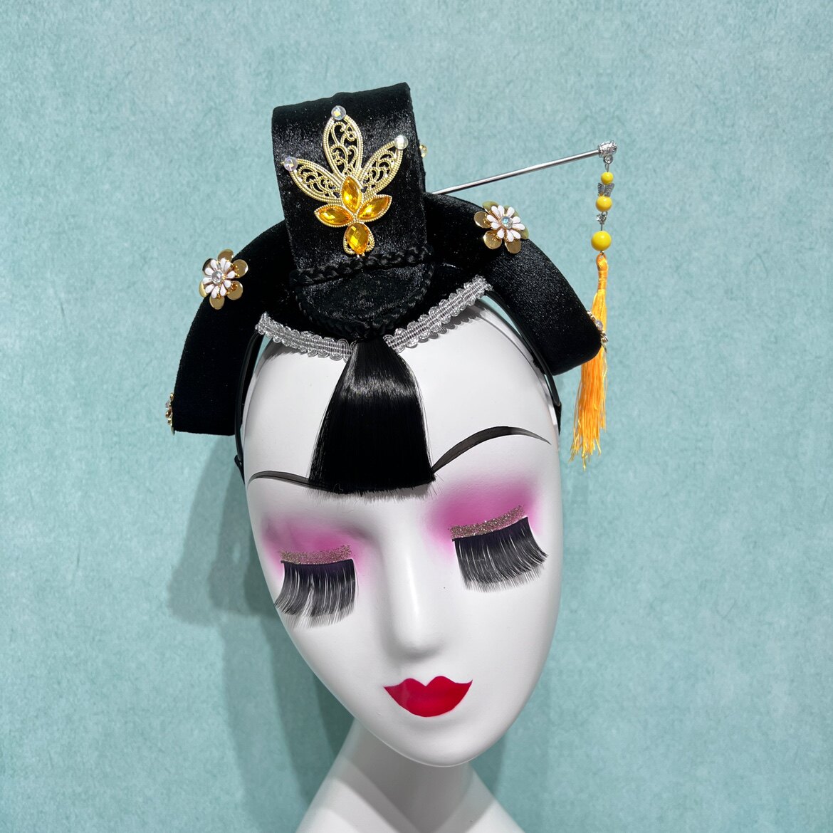 中国风古典舞蹈头饰桃李杯剧目绣影叠香舞台演出表演扇子舞发饰