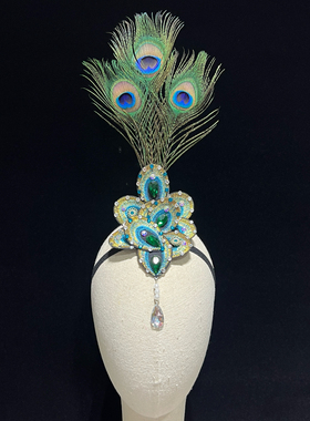 少数民族孔雀舞傣族羽毛舞蹈头饰舞台演出表演显高立体民族风发饰