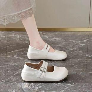 头浅口两穿软士勃肯豆豆单鞋 款 女圆2025年秋新季 增超高复古小皮鞋