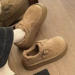 百搭懒人脚蹬保新暖棉鞋 加女绒肯加厚勃棉鞋 厚底202一5秋冬款