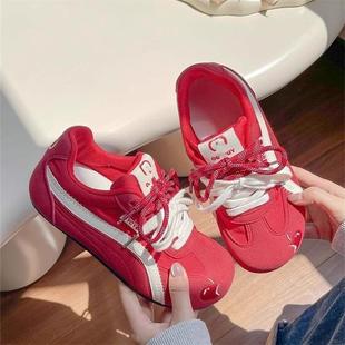 小众红德训鞋鞋女2025款春秋季透色气高颜值古板鞋新复休闲小白子