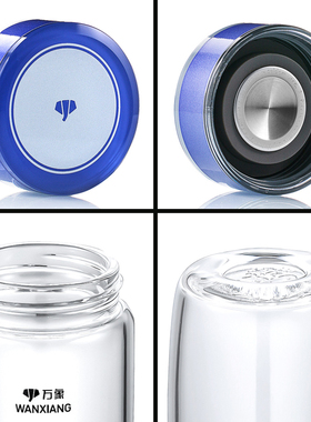 万象新款盖子漏斗茶漏滤网单双层玻璃杯身不锈钢盖茶水杯子配件