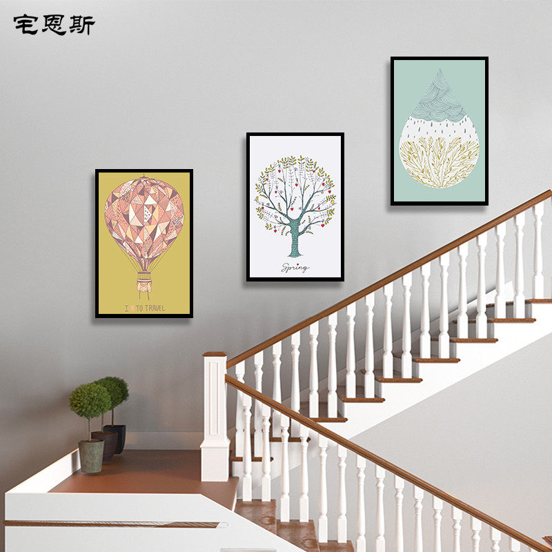 楼梯间墙面装饰画走廊过道走道挂画现代简约复式楼楼道壁画墙画