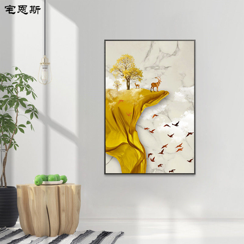 新中式走廊过道现代简约装饰画入户玄关画竖版壁画招财风水挂画