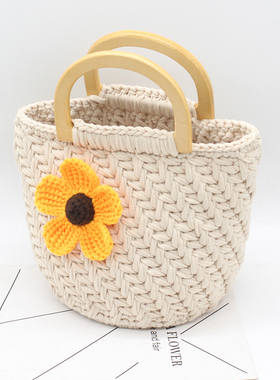 手工diy包包麦穗丝巾包编织材料包挎包手提夏季女包手织包送女友