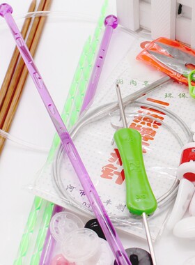 手工竹木棒针毛线针diy