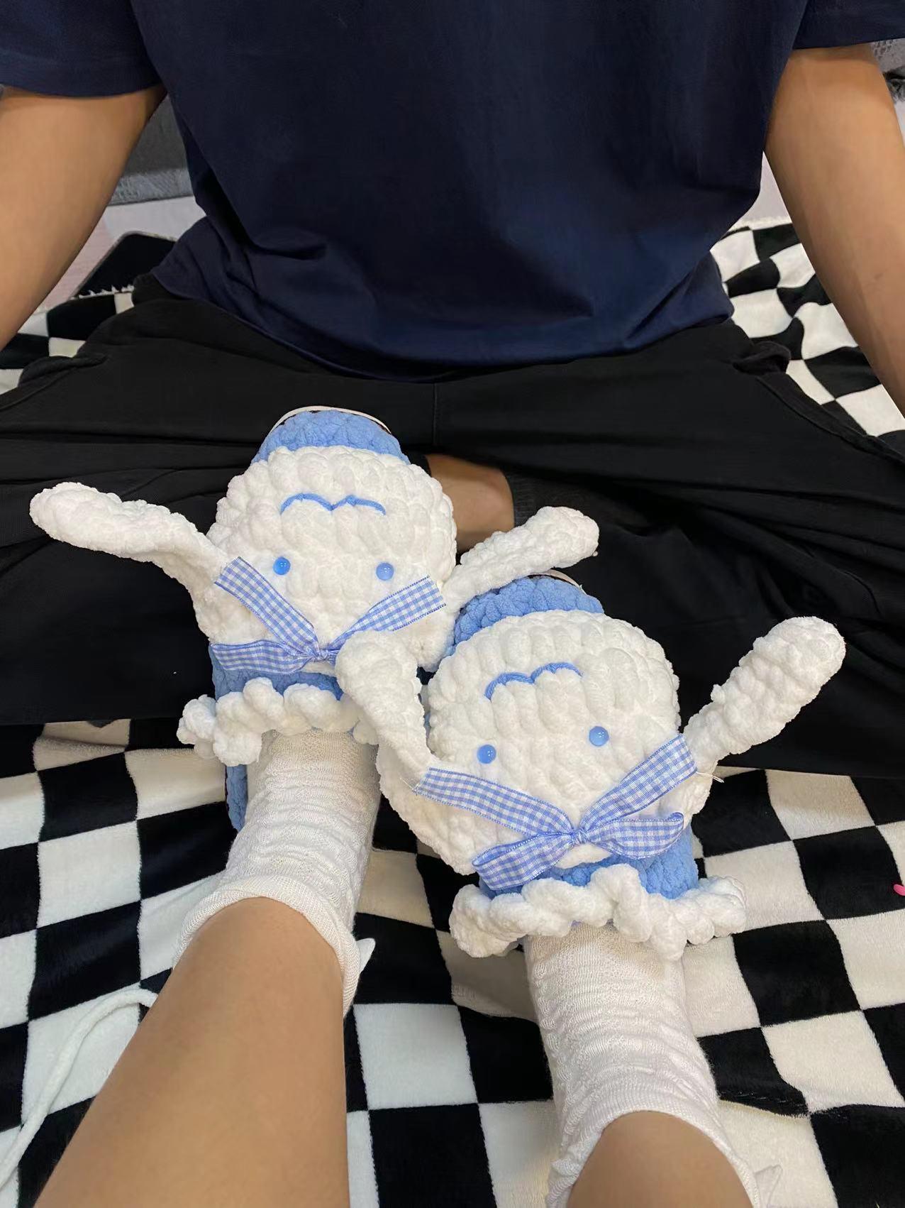 手工diy编织拖鞋钩针毛线礼物