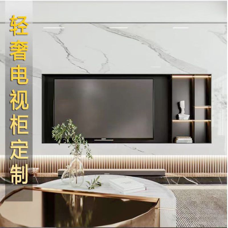 不锈钢嵌入式壁龛浴室卫生间暗装置物架免打孔装饰黑钛金属电视柜