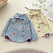 字母小汽车风衣外套日系童装 2026春款 新款 男女童双层风衣外套017