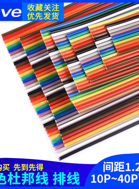 彩色排线1米杜邦线10p14/16/20/26/34/40P彩排线1.27mm间距兼容FC