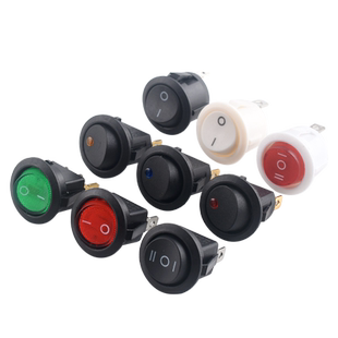 KCD1船形开关 圆形船型 黑/红色带灯 2脚2档/3脚3档/三脚二档20mm