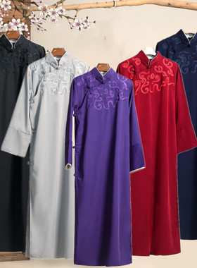 相声服刺绣大褂中式长袍中国风唐装五四青年学生装评书年会演出服