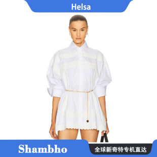 ShambhoHelsa 新品elsahosk同款老钱风蕾丝刺绣拼接衬衫短裙