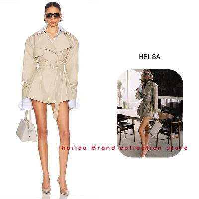煳椒 Helsa 新品elsahosk同款老钱风收腰连体短裤风衣外套