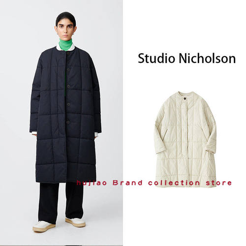 糊椒 Studio Nicholson 白百何同款无领纯色单排扣长款棉服