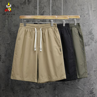 宽松直筒休闲运动沙滩裤 稻草人纯棉短裤 日系百搭五分裤 新款 男夏季