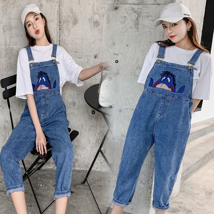 2020加肥加大码胖mm春秋新款孕妇牛仔裤时尚宽松背带裤200斤外穿