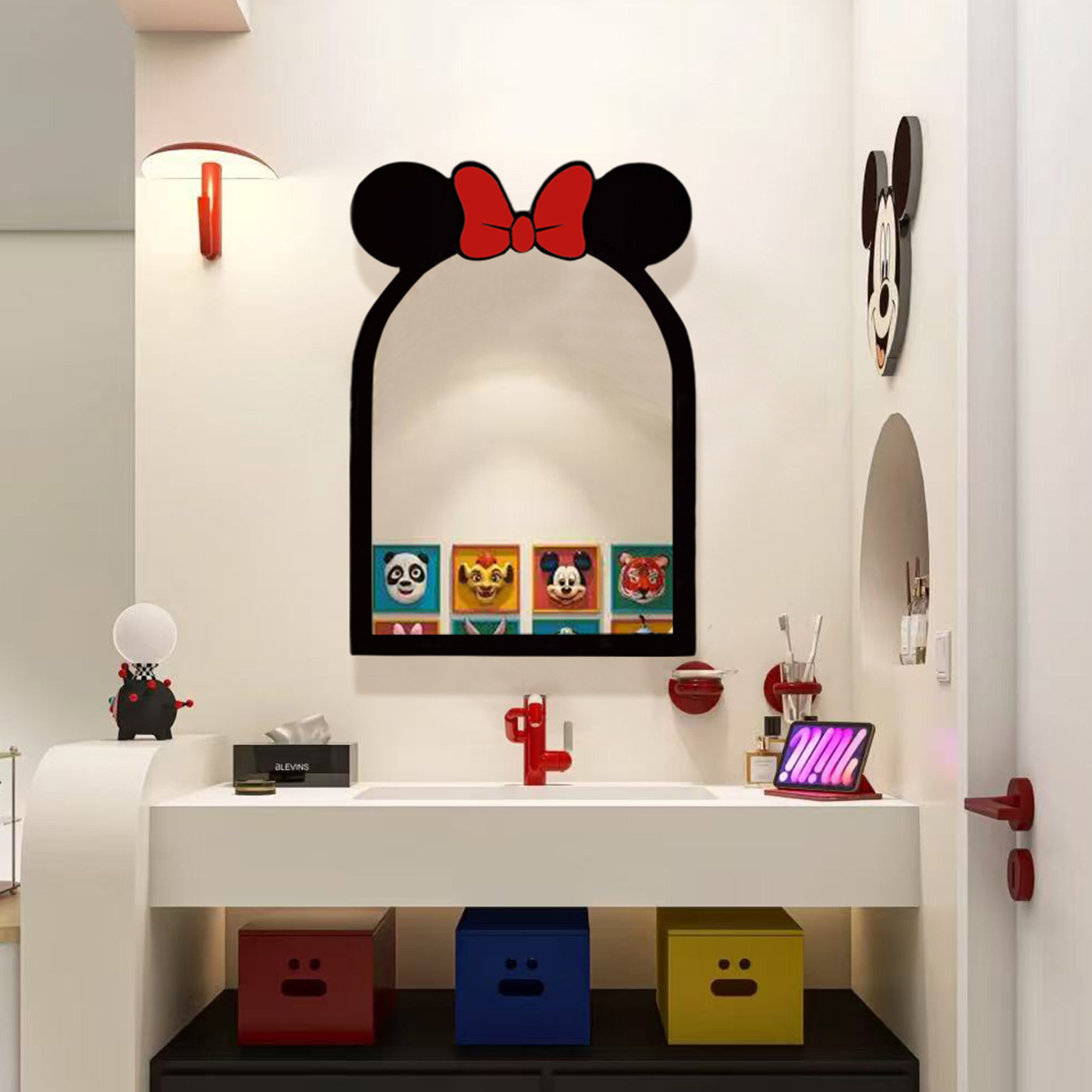 米妮蝴蝶结造型浴室镜儿童卡通异形洗手台装饰镜民宿洗手间化妆镜,住宅家具,化妆镜,淘宝优惠券,粉丝福利购,淘宝优惠卷