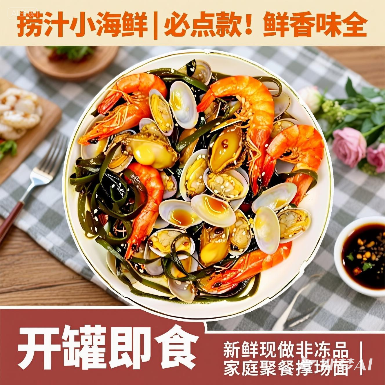 老吴家秘制捞汁小海鲜微麻微辣桶装即食鲍鱼基围虾鲜活制作