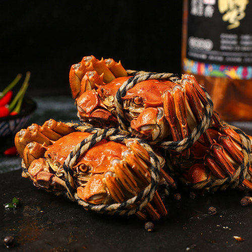 老吴家秘制花雕熟醉蟹即食3两足斤满黄大闸蟹全母蟹罐装