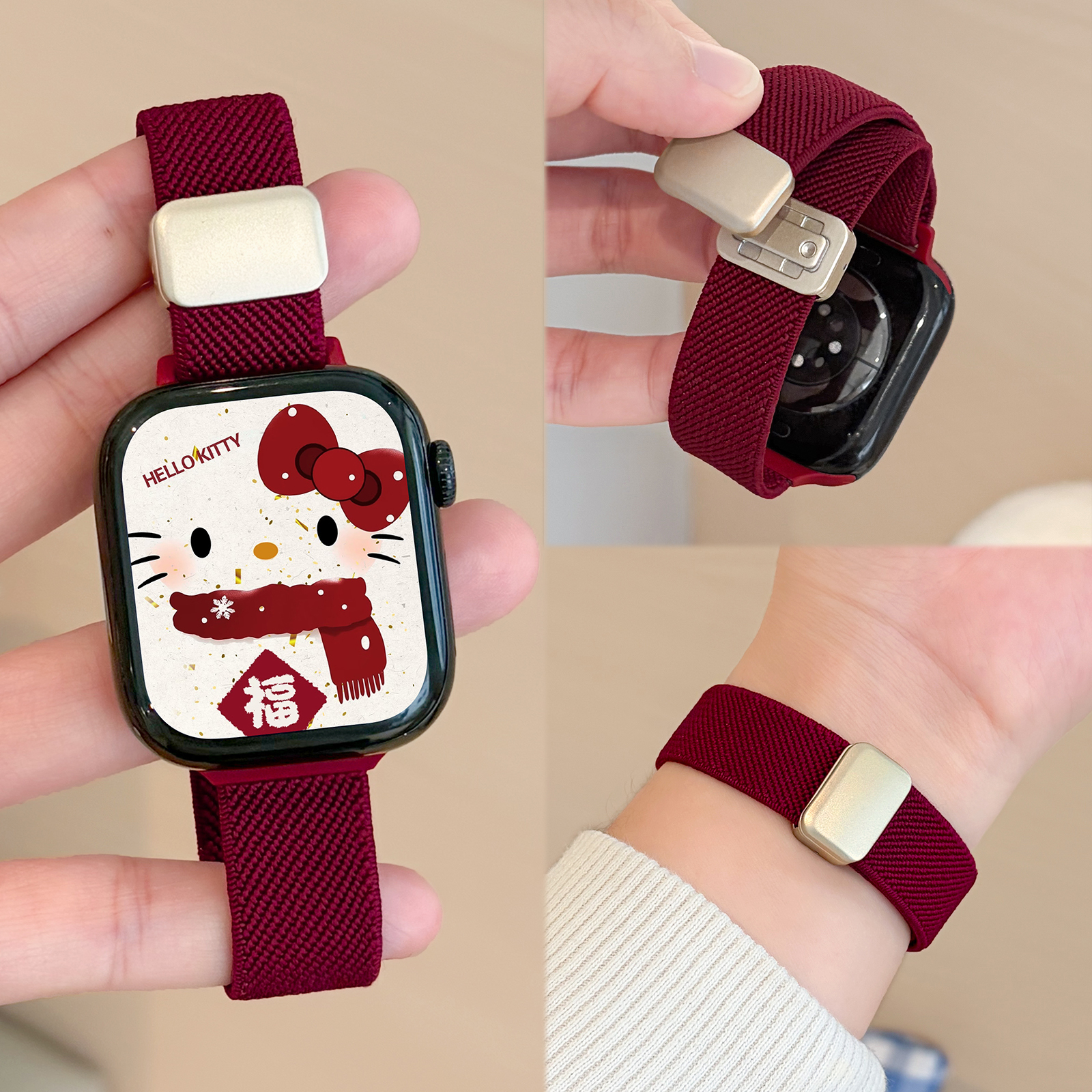 适用iwatch细款尼龙磁吸回环表带