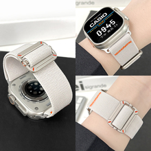 适用iwatch10工装机械方扣尼龙表带苹果手表S11/ultra编织弹力回环applewatch9/8/7/6男女运动超舒适新款腕带