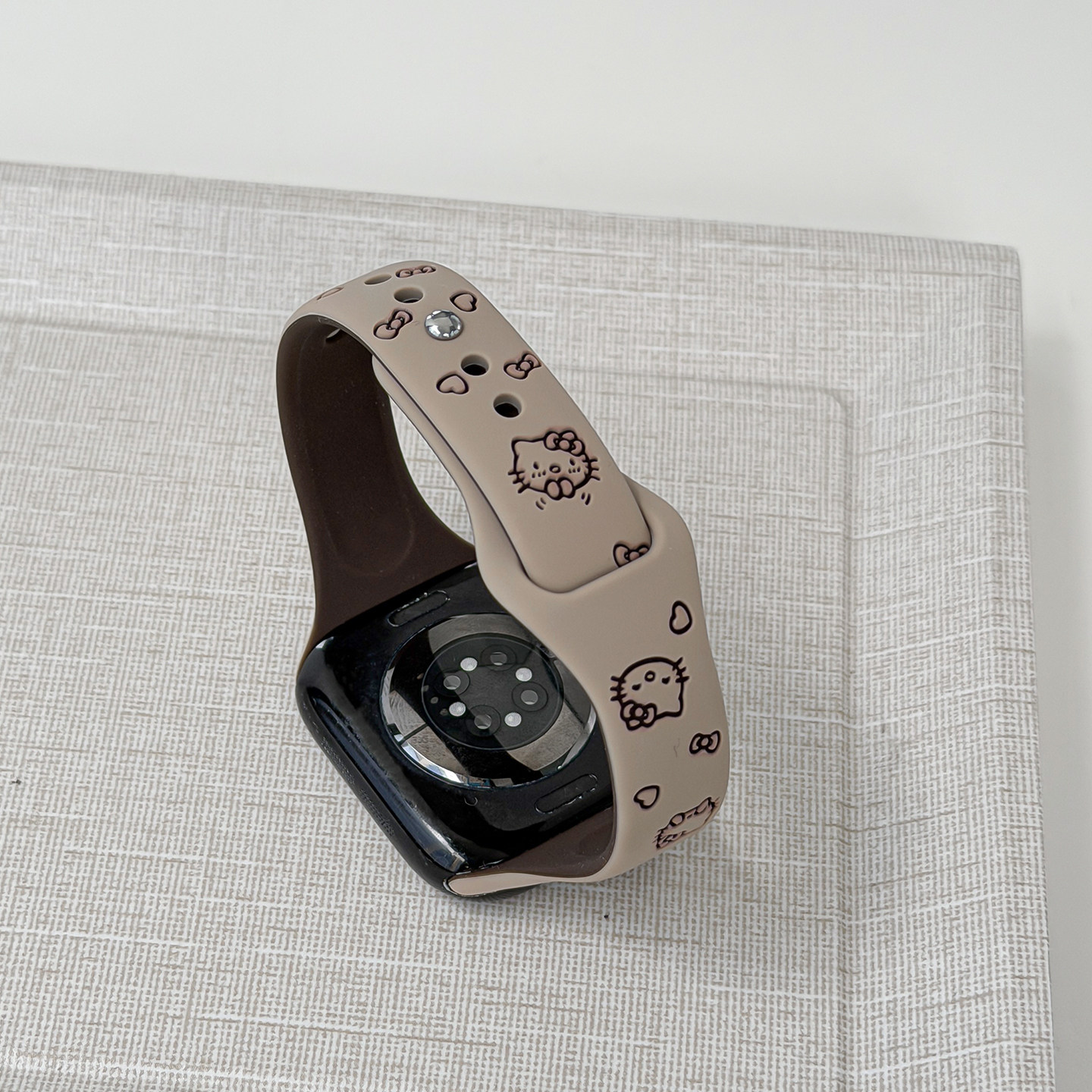 适用iwatch双层拼色KT猫硅胶表带