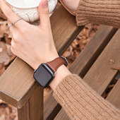 简约质感 适用applewatchS11头层小牛皮表带S8小蛮腰真皮细苹果表带女小众秋冬季 腕带iwatch7 3新se