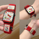 适用苹果手表KT猫尼龙编织磁吸表带applewatchS11 SE透气Ultra运动腕带女 8可爱卡通挂饰吊坠iWatch新款
