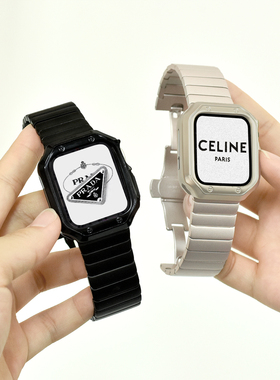 适用苹果手表S11星光色表带applewatchS10一珠蝴蝶扣金属不锈钢表带iwatch9/8/7/6/SE套装女表带41/45mm气质