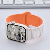 SE运动表带41 适用applewatchS11三株液态硅胶磁吸撞色表带S10 45mm夏男女 9苹果手表ultra表带iwatch8