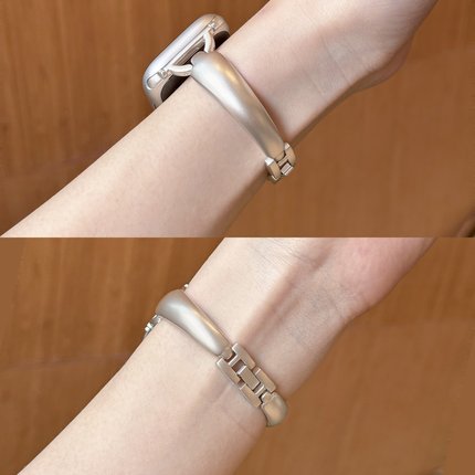 适用AppleWatch手镯款表带S10/9苹果手表不锈钢表带iwatch新款金属s8/7/6高级感气质百搭小蛮腰细款SE代女款