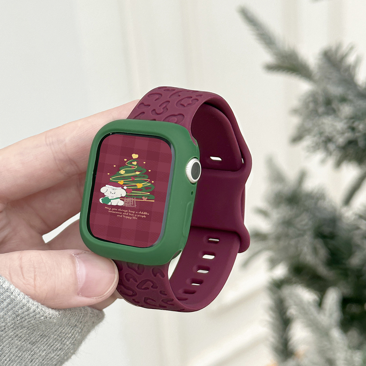 适用iwatch圣诞限定硅胶表带套装