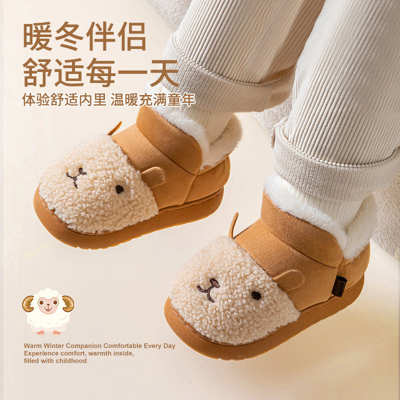 猪爸爸儿童棉鞋男女童可爱卡通加绒厚雪地靴幼儿园宝宝外穿保暖