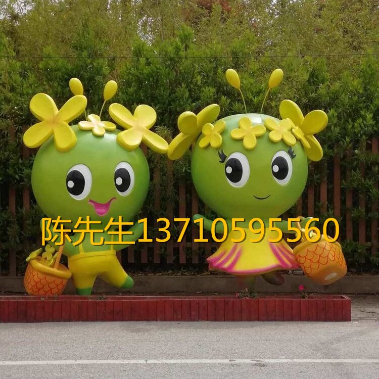 上海文旅形象ip吉祥物玻璃钢油菜花卡通公仔雕塑大型花菜人物摆件