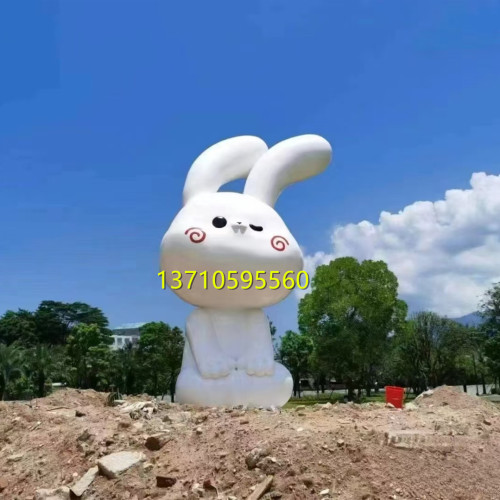 玻璃钢大型仿真兔子雕塑摆件定制