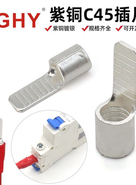 C45空开接线端子 紫铜线鼻子空气开关插针插片电线并线耳冷压端子
