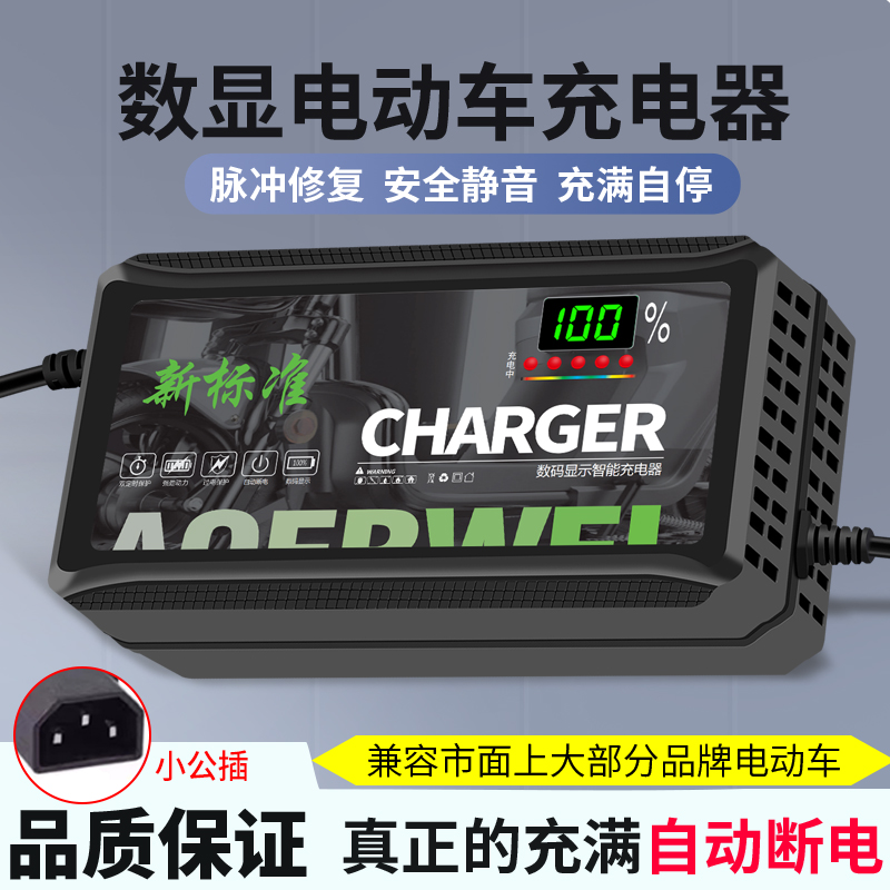 新国标电动车电瓶充电器48V12AH60V20AH72伏30ah40A50A小公插通用