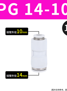 气动快速接头白色直通PU8mm气管快插10变径PG6-4塑料白色12 14 16