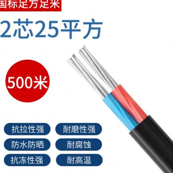 国标双芯铝线家用户外架空地埋46101625平方铝线护套线电缆线