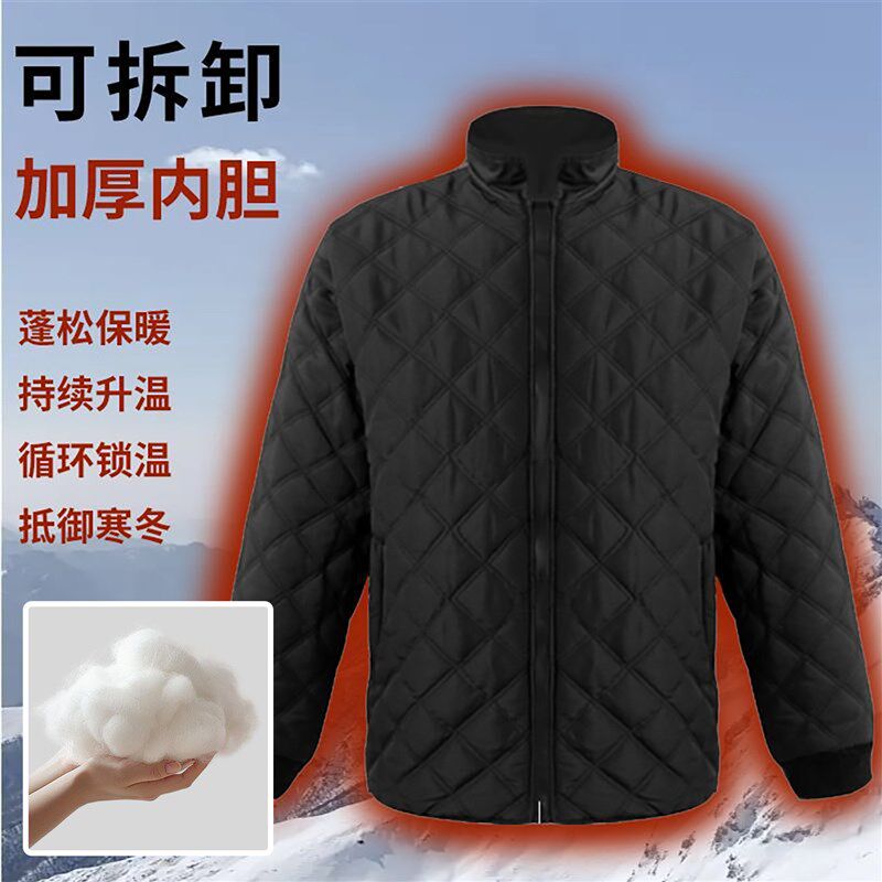 反光冬季工作服棉衣交通安全服雨衣荧光男款骑行机车防水外套套装图片