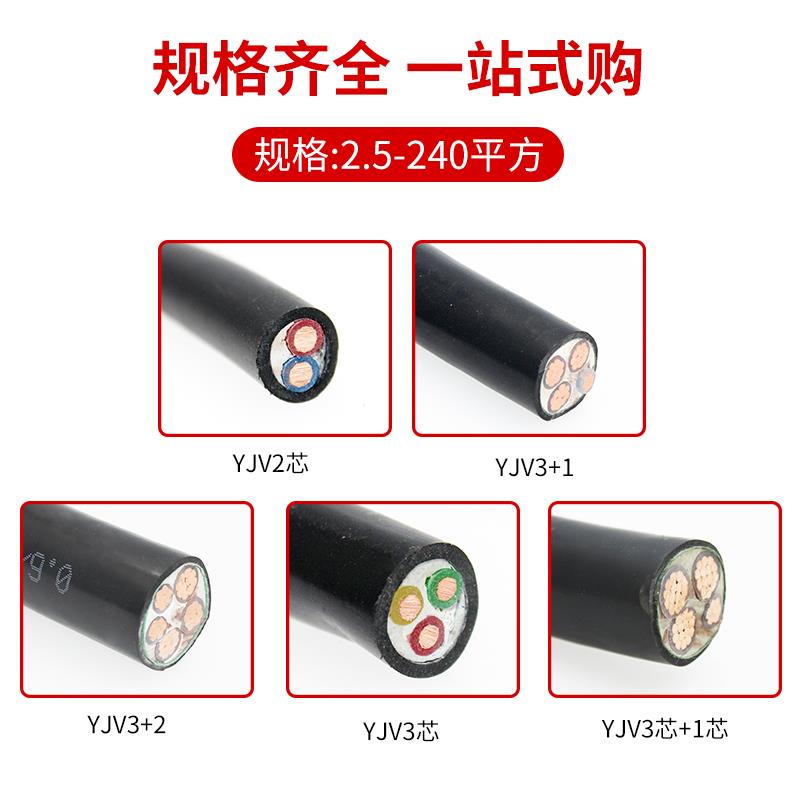 国标阻燃动力电缆ZR-YJV2芯3芯4芯5芯3+1  3+2  4+1现货供应纯铜