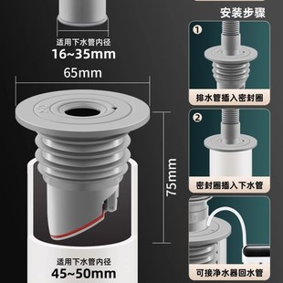 下水管道防返臭神器厨房洗衣机接头硅胶密封圈塞5075排水管堵口器